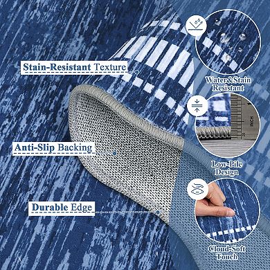 Contemporary Area Rug Machine Washable Vacuum Clean Ultra Thin Stain Resistant Carpet for Bedroom