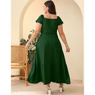 Women's Plus Size Off The Shoulder Floral Cocktail Party Dress