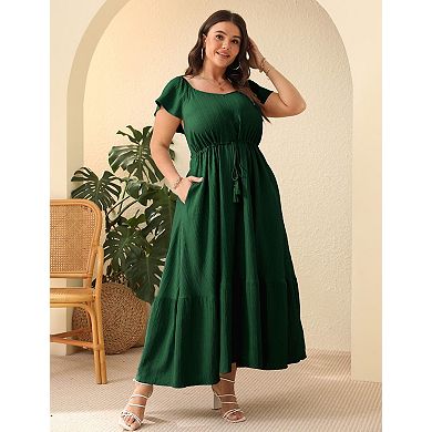 Women's Plus Size Off The Shoulder Floral Cocktail Party Dress