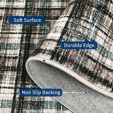 Contemporary Area Rug Machine Washable Low Pile Pet Friendly Foldable Floor Cover for Living Room