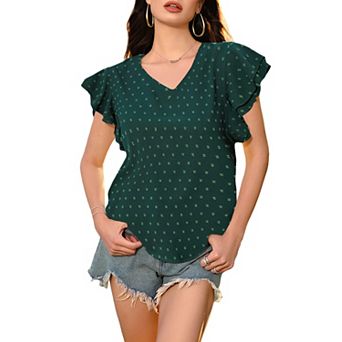 Women's V-Neck Short Sleeve Casual Summer Blouses