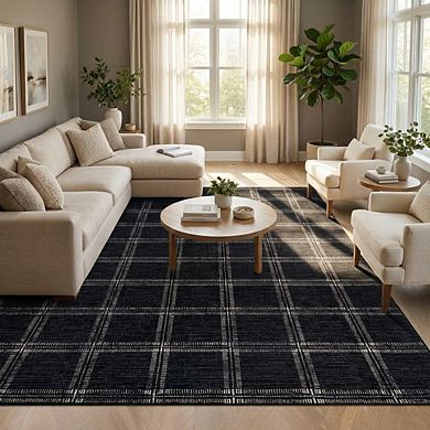 Contemporary Area Rug Non Slip Foldable Low Pile Ultra Thin Pet Friendly Floor Cover for Bedroom