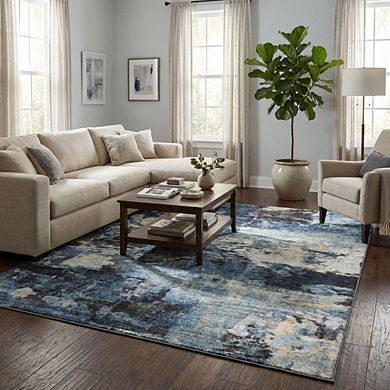 Abstract Area Rug Machine Washable Low Pile Pet Friendly Stain Resistant Carpet for Living Room