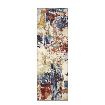 Abstract Area Rug Machine Washable Low Pile Pet Friendly Stain Resistant Carpet for Living Room