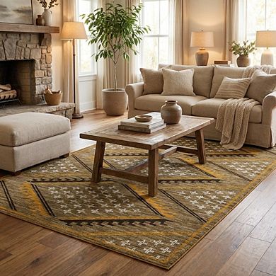 Boho Area Rug Non Slip Vacuum Clean Ultra Thin Stain Resistant Carpet for Bedroom Kitchen Hallway