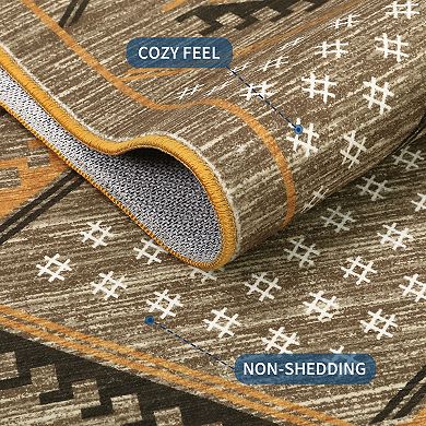 Boho Area Rug Non Slip Vacuum Clean Ultra Thin Stain Resistant Carpet for Bedroom Kitchen Hallway