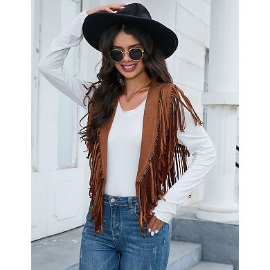 Women's Western Fringe Cape Suede Vest