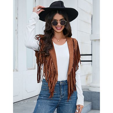 Women's Western Fringe Cape Suede Vest