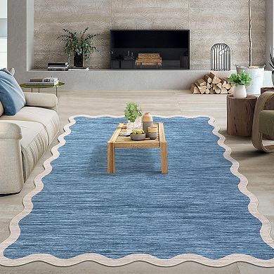 Contemporary Area Rug Machine Washable Vacuum Clean Ultra Thin Stain Resistant Carpet for Bedroom