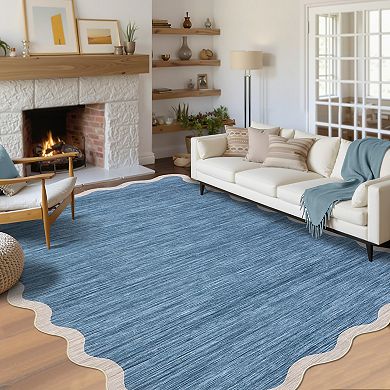 Contemporary Area Rug Machine Washable Vacuum Clean Ultra Thin Stain Resistant Carpet for Bedroom