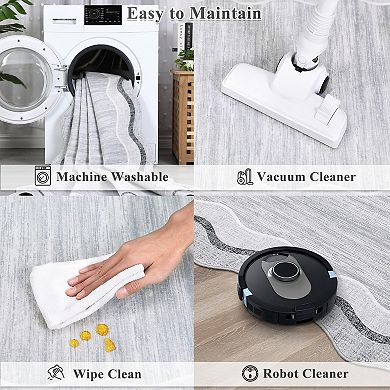 Contemporary Area Rug Non Slip Stain Resistant Vacuum Clean Ultra Thin Carpet for Bedroom Bathroom