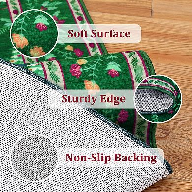 Christmas Area Rug Machine Washable Low Pile Pet Friendly Foldable Floor Cover for Living Room