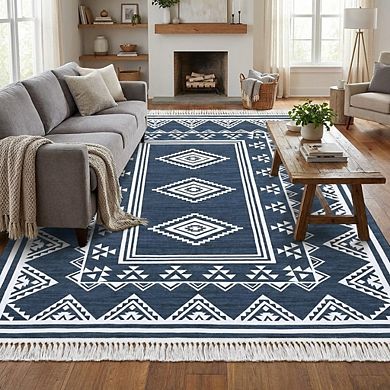 Boho Area Rug Non Slip Vacuum Clean Ultra Thin Stain Resistant Carpet for Bedroom Kitchen Hallway