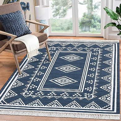 Boho Area Rug Non Slip Vacuum Clean Ultra Thin Stain Resistant Carpet for Bedroom Kitchen Hallway