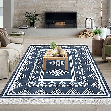 Boho Area Rug Non Slip Vacuum Clean Ultra Thin Stain Resistant Carpet for Bedroom Kitchen Hallway