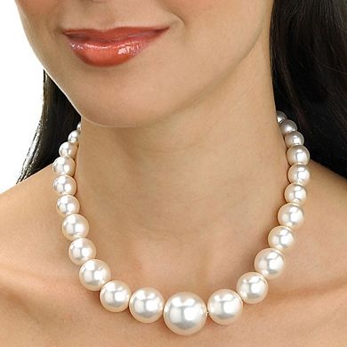Simulated Pearl SIlvertone Necklace and 2-Pair Earrings Set
