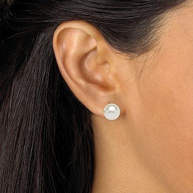 Simulated Pearl SIlvertone Necklace and 2-Pair Earrings Set
