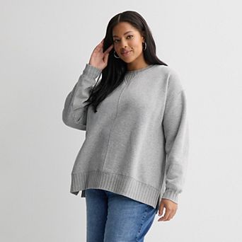Plus Size Sonoma Goods For Life® Mixed Rib Crewneck Sweatshirt