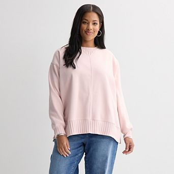 Plus Size Sonoma Goods For Life® Mixed Rib Crewneck Sweatshirt