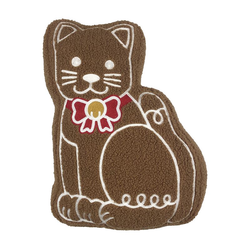 St. Nicholas Square® Boucle Gingerbread Decorative Throw Pillow, Coca Brown Cat
