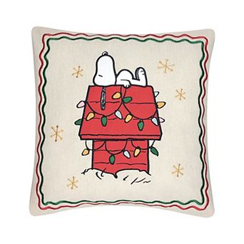 St. Nicholas Square® Peanuts Snoopy on House with Lights Decorative Throw Pillow