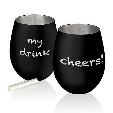 Artland Colton Chalkable Stemless 17-oz. Wine Glasses 2-Piece Set