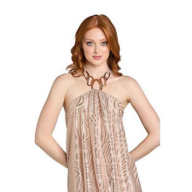 Juniors' Morgan and Co Tiger Wave Print Halter Trapeze Mini Dress