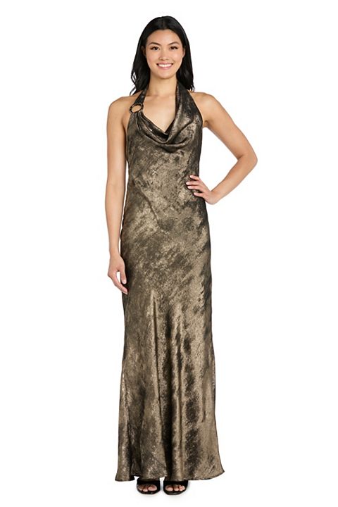 Женские платья Morgan Juniors' Morgan and Co Shimmer Drape Cowl Halter Maxi Dress
