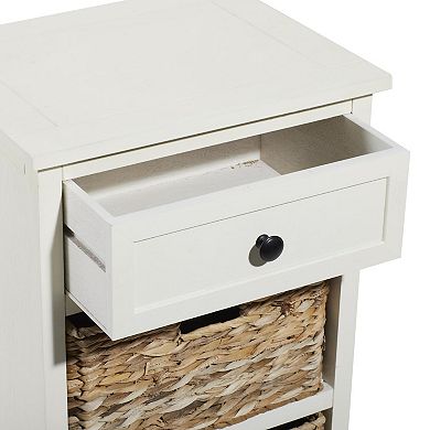 Stella & Eve Wood Storage Unit with 1 Drawer and 2 Wicker Basket Drawers