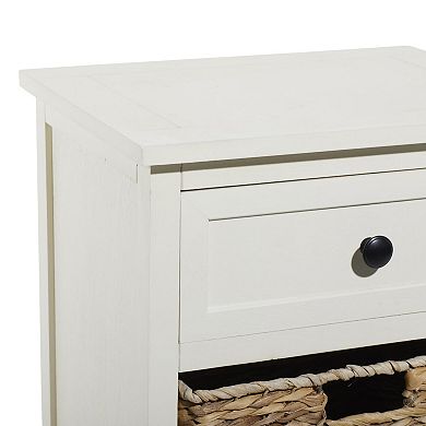 Stella & Eve Wood Storage Unit with 1 Drawer and 2 Wicker Basket Drawers