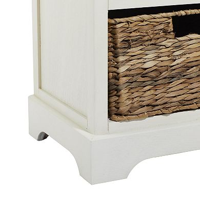Stella & Eve Wood Storage Unit with 1 Drawer and 2 Wicker Basket Drawers