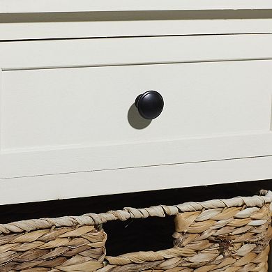 Stella & Eve Wood Storage Unit with 1 Drawer and 2 Wicker Basket Drawers