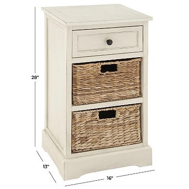 Stella & Eve Wood Storage Unit with 1 Drawer and 2 Wicker Basket Drawers