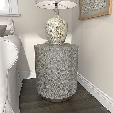 Stella & Eve Mother of Pearl Shell Drum Accent Table with Gold Base