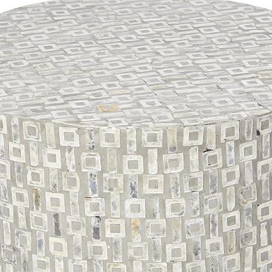Stella & Eve Mother of Pearl Shell Drum Accent Table with Gold Base