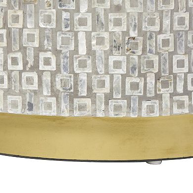 Stella & Eve Mother of Pearl Shell Drum Accent Table with Gold Base