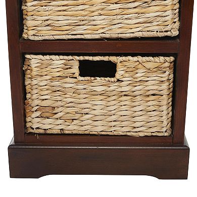 Stella & Eve Wood Storage Unit with 1 Drawer and 2 Wicker Basket Drawers