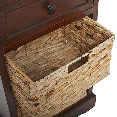 Stella & Eve Wood Storage Unit with 1 Drawer and 2 Wicker Basket Drawers
