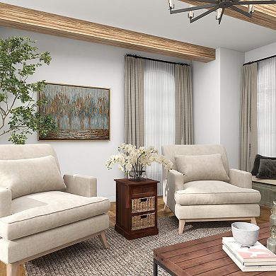 Stella & Eve Wood Storage Unit with 1 Drawer and 2 Wicker Basket Drawers