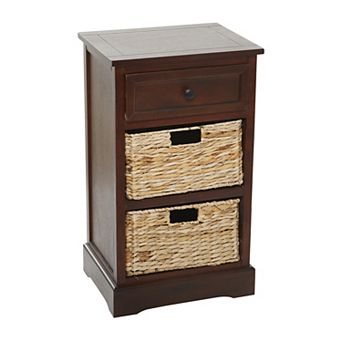 Stella & Eve Wood Storage Unit with 1 Drawer and 2 Wicker Basket Drawers