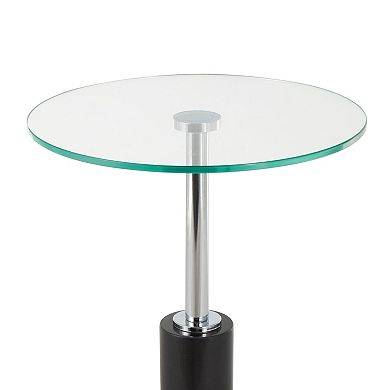 Stella & Eve Round Glass Accent Table with Silver Metal Base