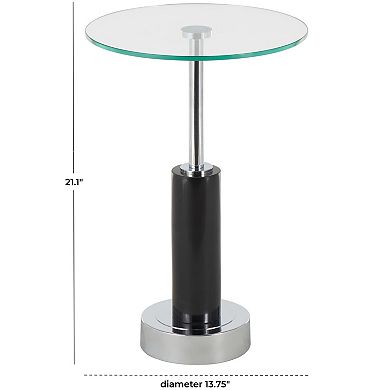 Stella & Eve Round Glass Accent Table with Silver Metal Base