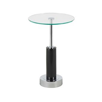 Stella & Eve Round Glass Accent Table with Silver Metal Base