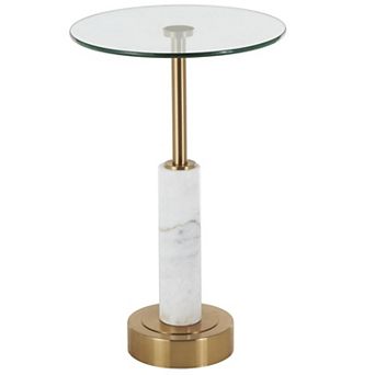 Stella & Eve Round Glass Accent Table with Silver Metal Base