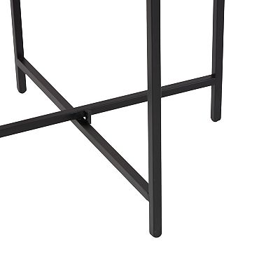Stella & Eve Metal X-Shaped Accent Table with Textured Glass Top
