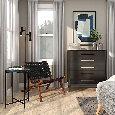 Stella & Eve Metal X-Shaped Accent Table with Textured Glass Top