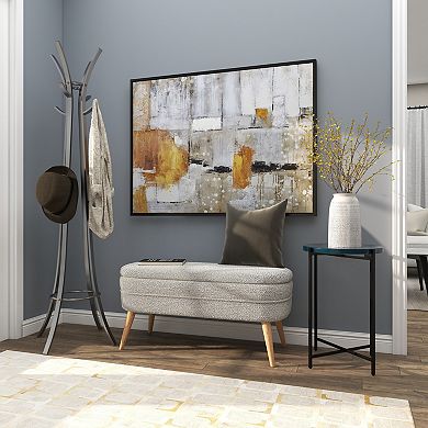 Stella & Eve Metal X-Shaped Accent Table with Textured Glass Top