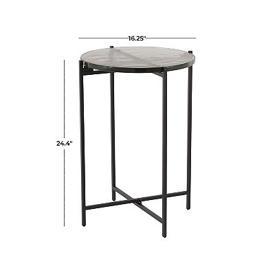 Stella & Eve Metal X-Shaped Accent Table with Textured Glass Top