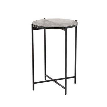Stella & Eve Metal X-Shaped Accent Table with Textured Glass Top
