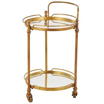 Stella & Eve Metal Rolling 2 Shelves Bar Cart with Wheels